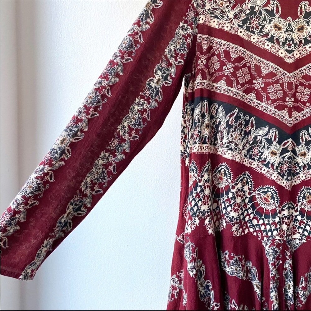 Free People Smooth Talk Bohemian Dress Red M View 4